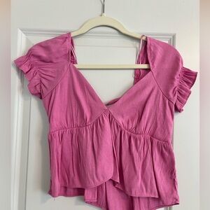 Pink babydoll crop top